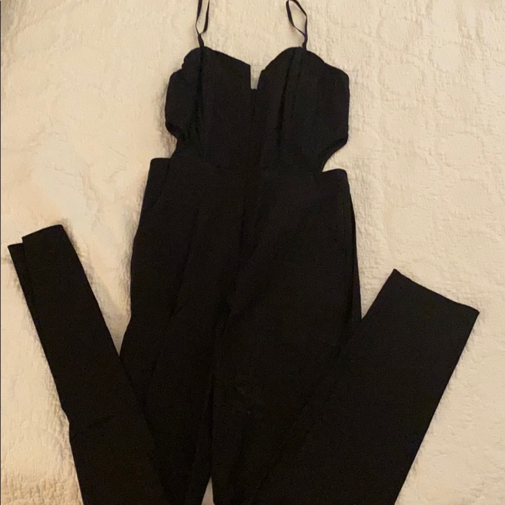 Nasty gal jumpsuit size small deep v-neck, zip up